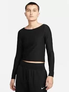 Nike Nsw Air All Over Print Long Sleeve Top, Black/White, Size 2XL, Women