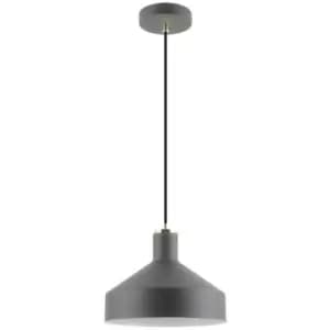 Zumaline Sigma Dome Pendant Ceiling Light, Matt Black, Clear, White, 1x E27