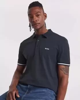 BOSS Short Sleeve Tipped Arm Navy Polo