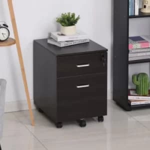 Vinsetto 2-Drawer Locking Office Filing Cabinet w/ 5 Wheels Rolling Storage Hanging Legal Letter Files Cupboard Home Organisation Black