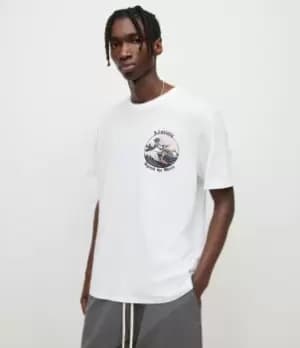 AllSaints Mens Layback Crew T-Shirt, Optic White, Size: M