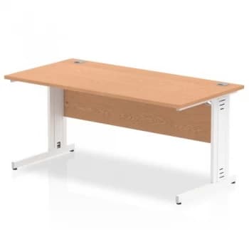 Trexus Rectangular Desk White Cable Managed Leg 1600x800mm Oak Ref
