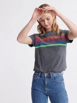 Superdry Rainbow T-Shirt - Dark Grey, Size 6, Women