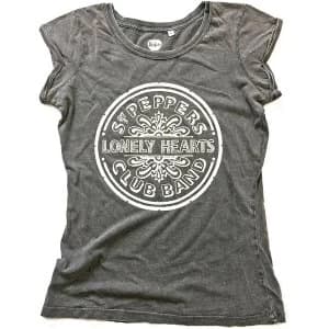 The Beatles - Sgt Pepper Drum Womens Medium T-Shirt - Black,Grey