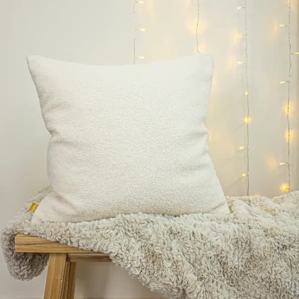 Malham Fleece Square Cushion Ivory, Ivory / 50 x 50cm / Polyester Filled