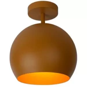 Lucide BINK - Flush Ceiling Light - Ø24.5cm- 1xE27 - Ocher Yellow