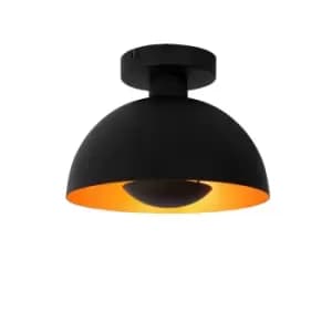 Siemon Modern Flush Ceiling Light - Ø25cm - 1xE27 - Black