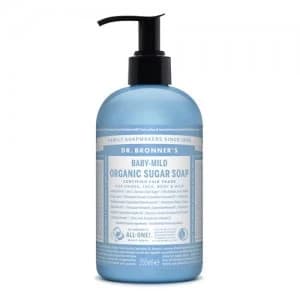 Dr. Bronner's Baby-Mild (bekvapis) ekologiskas cukraus muilas 355ml