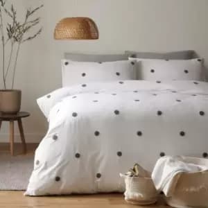 Appletree Signature Dot Garden 100% Cotton Tufted Duvet Cover Set, Slate, Double