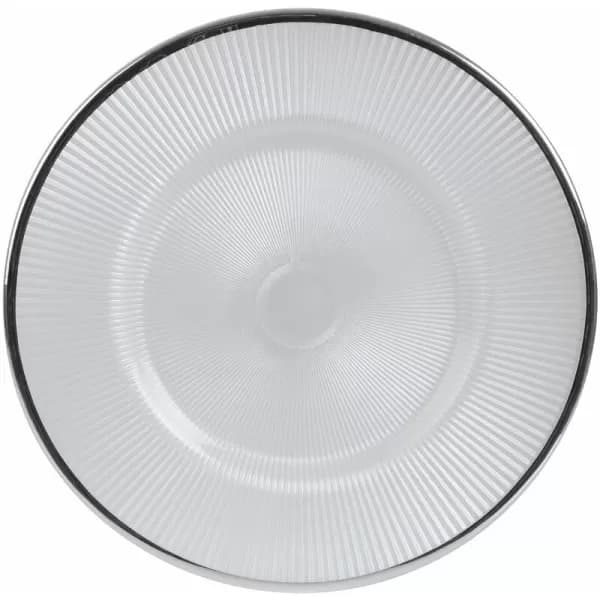 Premier Housewares 27Cm Set Of 4 Embossed White Glass Diner Plate