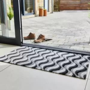 JVL - solemate Hand Carved Wave Door Mat, 57 x 100 cm