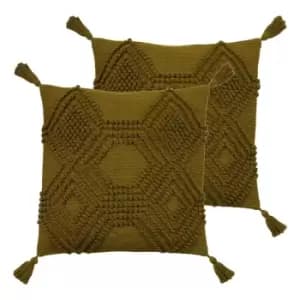 Furn. Halmo Twin Pack Polyester Filled Cushions Moss