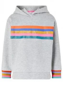 Accessorize Girls Rainbow Stripe Hoodie - Grey