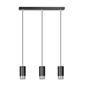 Fumiko Black/Chrome Bar Pendant Ceiling Light 3x GU10
