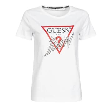 Guess SS CN ICON TEE womens T shirt in White - Sizes S,M,L,XL,XS