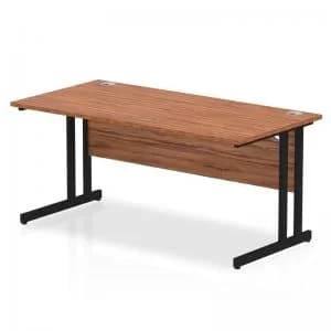 Impulse 1600 x 800mm Straight Desk Walnut Top Black Cantilever Leg