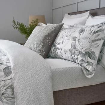 Sanderson King Protea Double Fitted Sheet, Grey & Linen