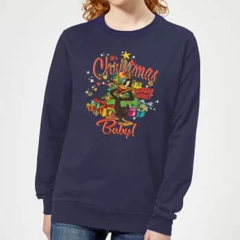 Looney Tunes Its Christmas Baby Womens Christmas Sweatshirt - Navy - XS