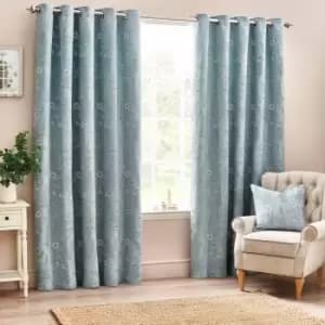 Sophia Room Darkening Eyelet Curtains Blue / 117 x 183cm