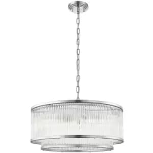 Zumaline Sergio Cylindrical Pendant Ceiling Light, Chrome, 6x E14