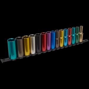 Sealey Premier 15 Piece 1/2" Drive Multi Colour Deep Hexagon Socket Set 1/2"