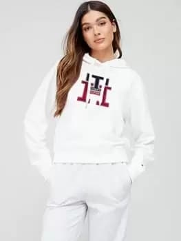 Tommy Hilfiger Large Monogram Th Hoodie - White Size M Women