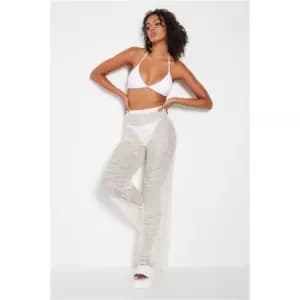 I Saw It First Stone Wide Leg Printed Beach Trousers - Brown