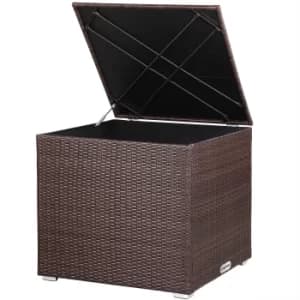 Poly Rattan Garden Storage Box Brown 2.5x2.5x2.3ft