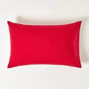 Red Egyptian Cotton Housewife Pillowcase 200 Thread Count - Red - Red - Homescapes