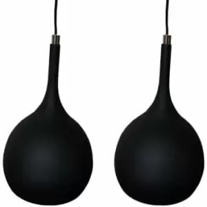 Hanging Ceiling Pendant Light 2x Matt Black & Copper Kitchen Lamp Built in LED