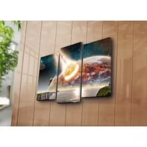 3PATK-4 Multicolor Decorative Canvas Painting (3 Pieces)