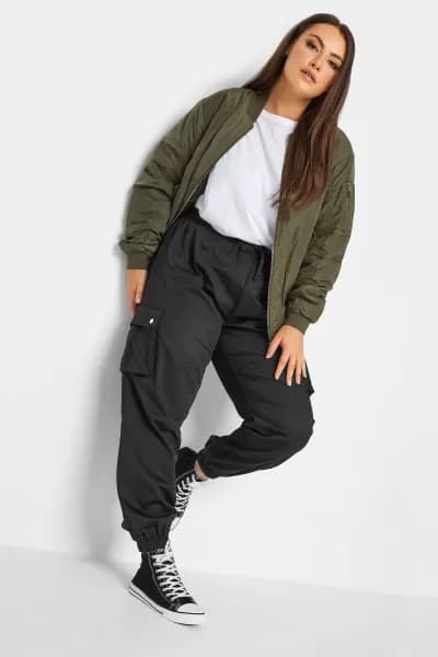 Plus Size Cuffed Cargo Trousers
