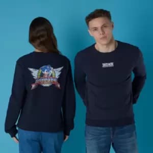 Sega Sonic Distressed Start Screen Unisex Sweatshirt - Black - L