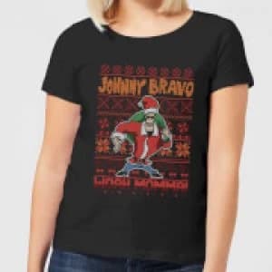 Johnny Bravo Johnny Bravo Pattern Womens Christmas T-Shirt - Black