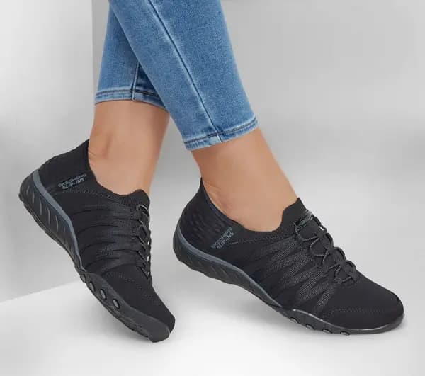 Skechers Womens Slip Ins Breathe Easy Hands Free Trainers Black - UK 4