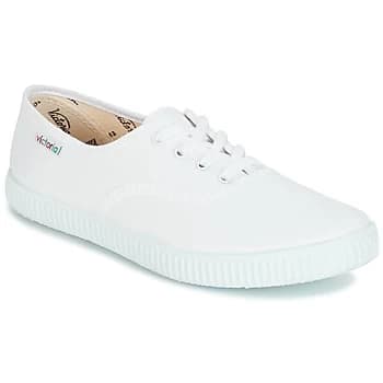 Victoria Lace Up Cotton Canvas Plimsoll - White, Size 5, Women