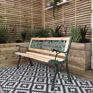 2 Seater Outdoor Wooden Cast Iron with Rose Design Garden Patio Bench