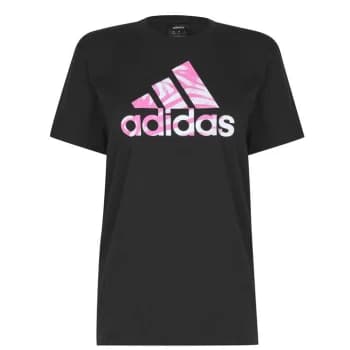 adidas Zebra Logo T Shirt Womens - Black