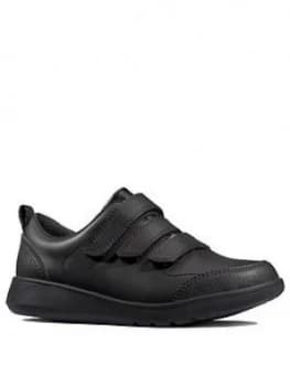 Clarks Youth Scape Sky Strap School Shoes - Black Leather