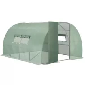 Reinforced Walk-in Polytunnel Garden Greenhouse Steel Frame 4 x 3M - Green - Outsunny