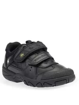 Start-rite Tarantula Boys Leather Spider Double Riptape Durable School Shoes - Black, Size 10 Younger