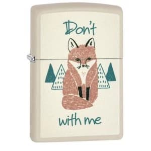 Zippo Fox With Me Cream Matte Finish Windproof Lighter