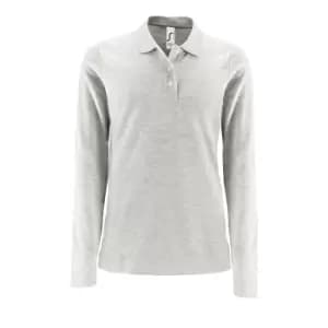 SOLS Womens/Ladies Perfect Long Sleeve Pique Polo Shirt (L) (Ash)