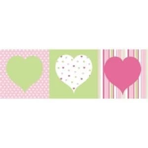 Hearts Green Pink White Box Art Set W200mm H200mm