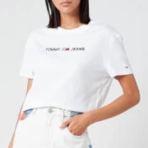Tommy Jeans Womens Modern Linear Logo T-Shirt - White - M