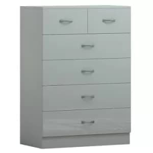 Fwstyle Modern 6 Drawer Chest High Grey Gloss Drawers On A Matt Grey Frame