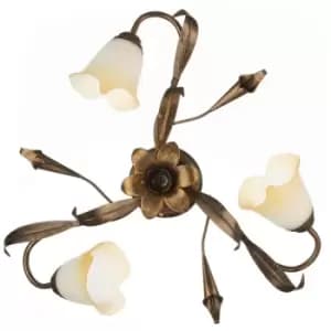 Onli Lucrezia 3 Light Multi Arm Semi Flush Ceiling Lamp, Bronze