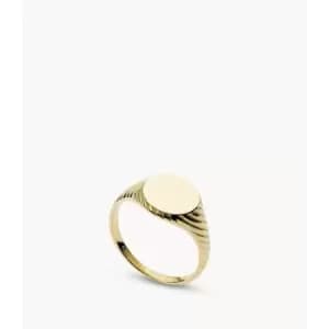 Fossil Womens Sadie Vintage Twists Gold-Tone Stainless Steel Signet Ring - Gold