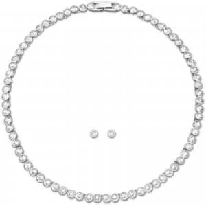 Swarovski Tennis Rhodium Plated |Necklace And Earring Set Jewellery