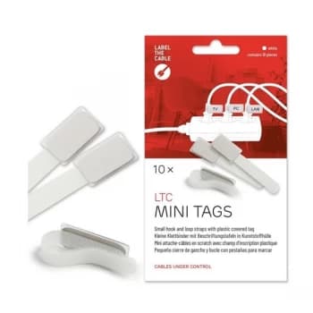 LTC Mini Cable Management Ties with Labels (white)